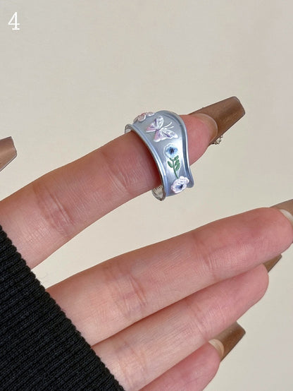 8 Options Blue Y2K Bittersweet Butterfly And Floral Design Ring