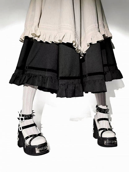 Studs and Chains White Gothic Punk Platform Block High Heels Ankle Straps