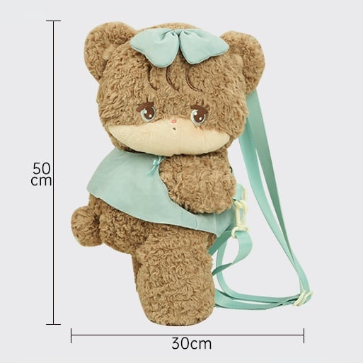Kawaii Brown & Blue Bear Plush Backpack / Crossbody