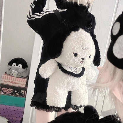 White Plush Puppy Bag Backpack