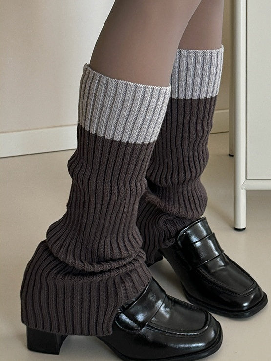 White/Khaki/Dark Blue/Dark Grey/Dark Red/Coffee Knitted Leg Warmers