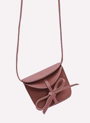 Earthy Brown Card Holder - Crossbody & Bow Detail