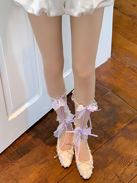 Purple/Black/Pink/White/Green/Lace Bowknot Socks