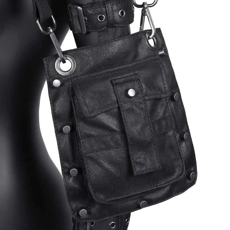 Gothic Punk Black One Shoulder Arm Bag with Buckle Straps