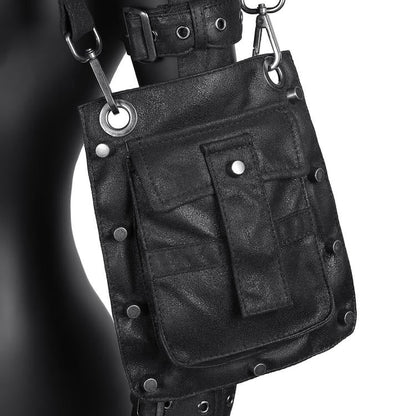 Gothic Punk Black One Shoulder Arm Bag with Buckle Straps