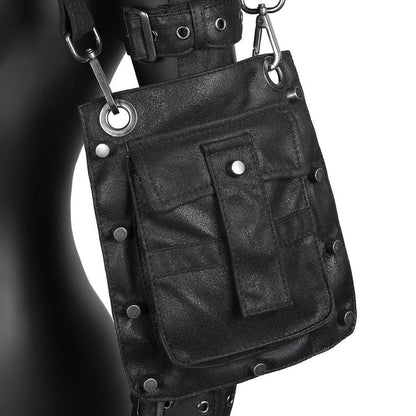 Gothic Punk Black One Shoulder Arm Bag with Buckle Straps
