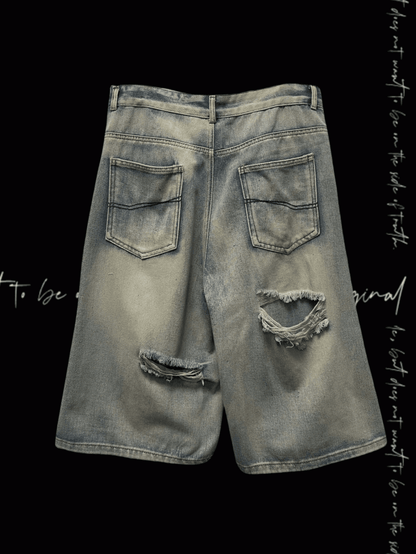 Y2K Blue Criss-cross Straps Design Distressed Holes Punk Jeans