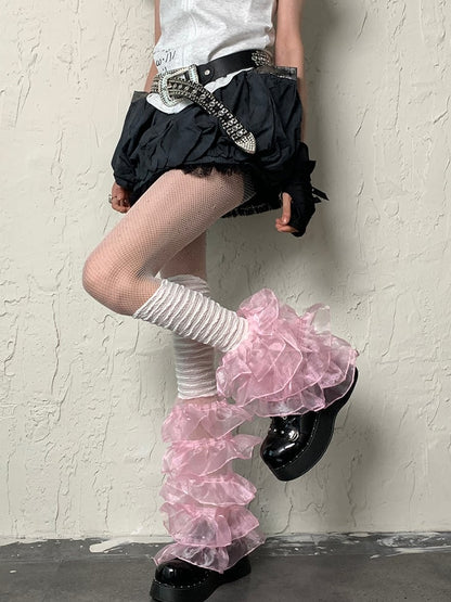 White Y2K Rhinestone Decorated Fishnet Design Tights