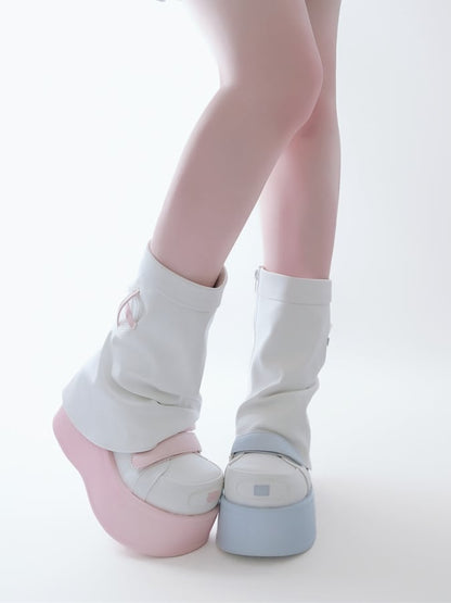 Blue&Pink Yami Kawaii Zip Closure at Sides Platform Boots