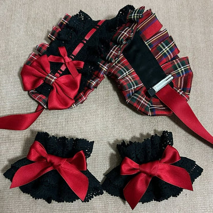 Black&Red Bowknot Lace Wrist Cuffs
