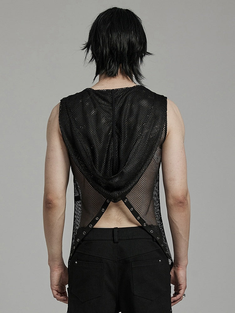 Black Punk Hooded Vest