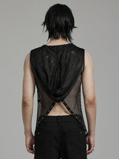 Black Punk Hooded Vest