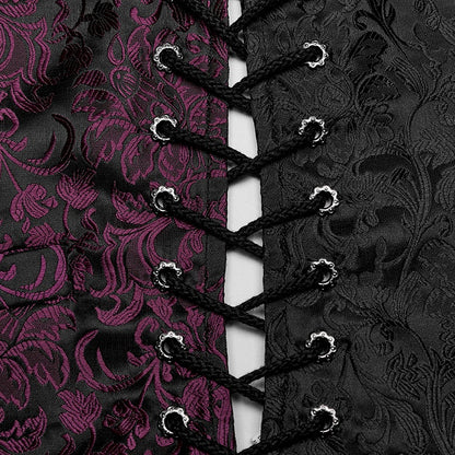 Black and Red Goth Jacquard Waistcoat