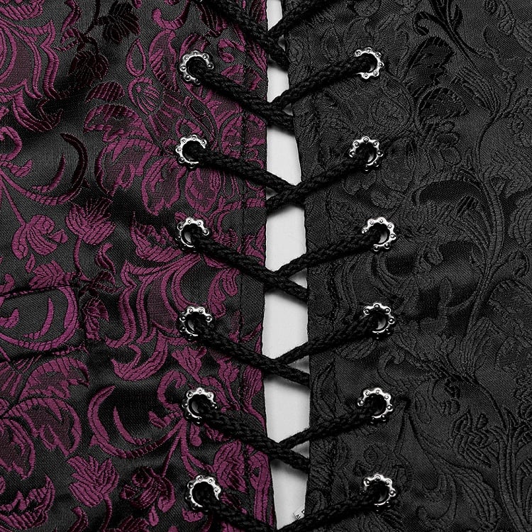 Black and Red Goth Jacquard Waistcoat