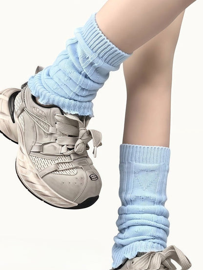 Blue/Yellow/Black/White Knitted Leg Warmers