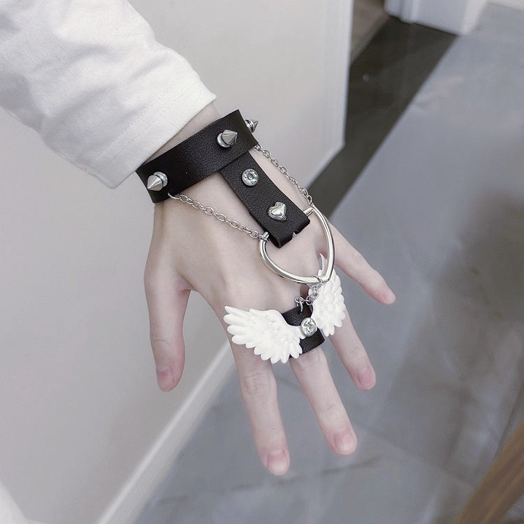 Blue/Pink/Black Heart Wing Bracelet