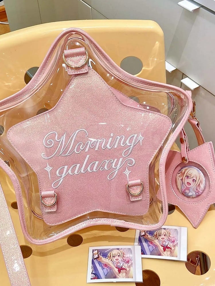 Pink PU Star-shaped Ita Bag Set with Detachable Badge Charm