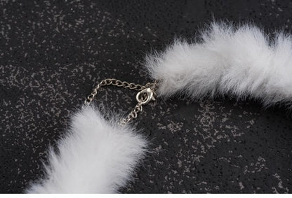 White Angel Wing Bow Plush Choker