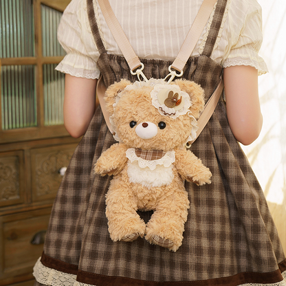 Cute Plush Bear Backpack With Detachable Shoulder Straps