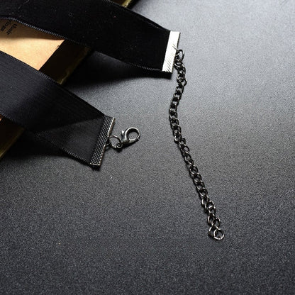 Gothic Punk Black and Red Floral Choker