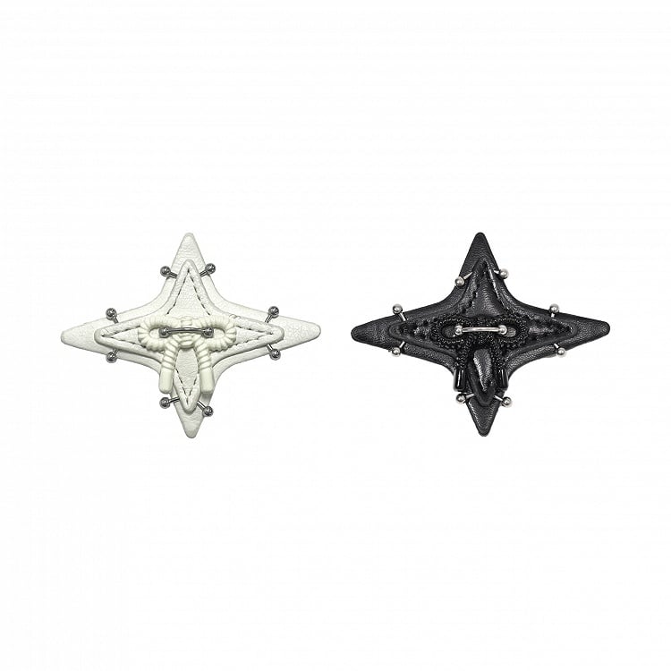 Black/White Star-shaped Punk PU Hairclip