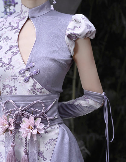 Purple Satin Thumbhole Cuffs Sleeves