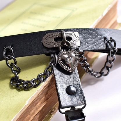 Black Gothic Punk PU Garter with Chains
