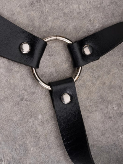 Black Gothic Skeleton Applique Studs Decorated Tie PU Choker