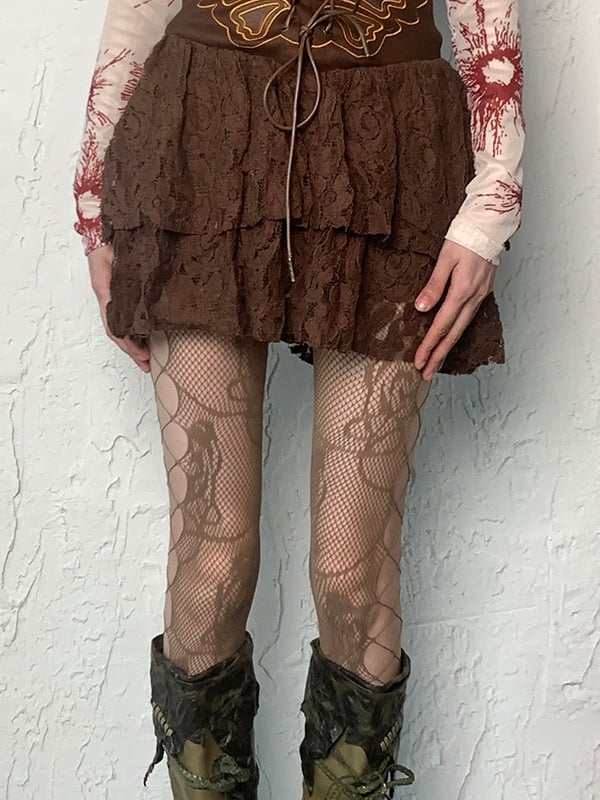 5 Color Options Wasteland Punk Cut-out Design Floral Pattern Tights