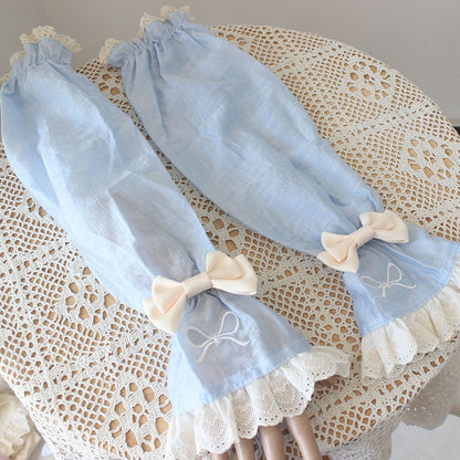 4 Color Options Detachable Bowknot Details Heart Pattern Sleeves