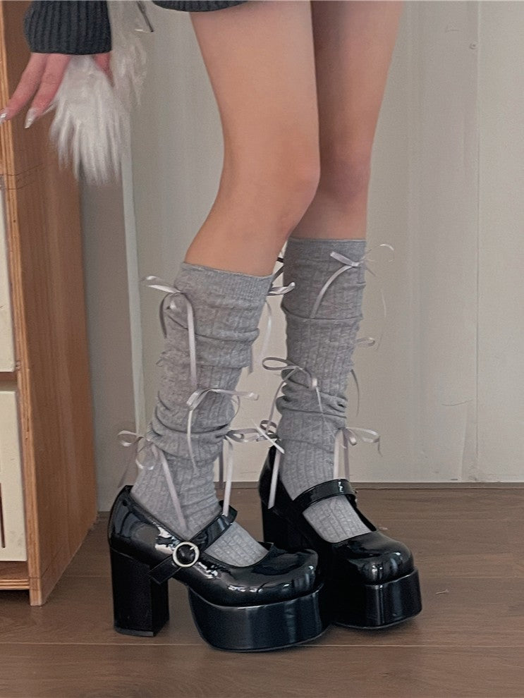 6 Color Options Balletcore Bowknot Ribbon Stockings