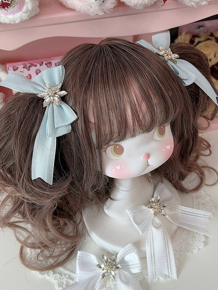 5 Color Options Rhinestone Snow Decorated Bowknot Hairclip