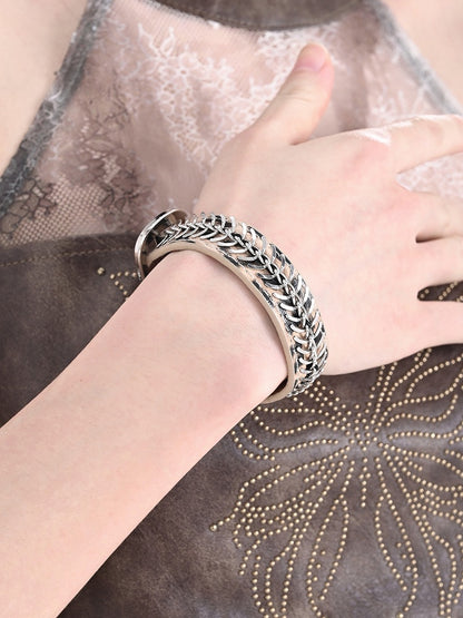 Punk Snake Bone Light Brown Leopard Wristband Bracelet