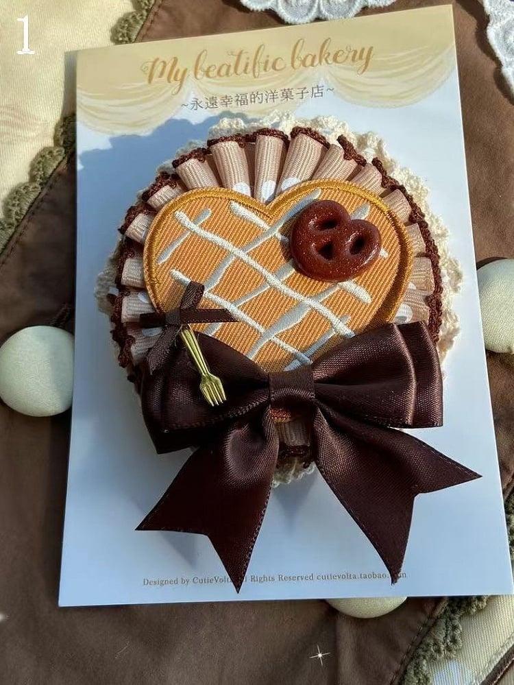 5 Options Bowknot Decorated Ruffled Cookie/Cake Brooch/Hairclip