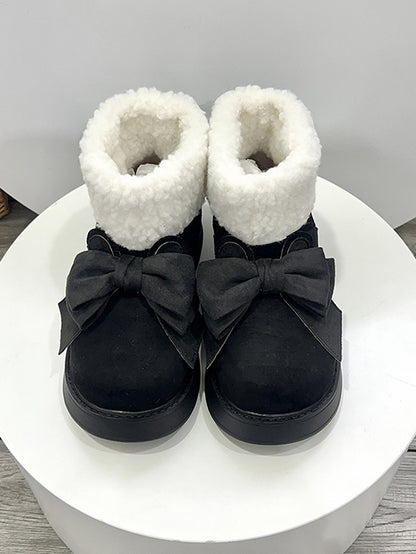 Black Bunny Ear Design Bowknot Platform Winter Ugg Boots