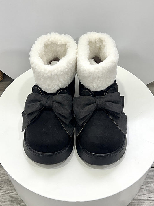 Black Bunny Ear Design Bowknot Platform Winter Ugg Boots
