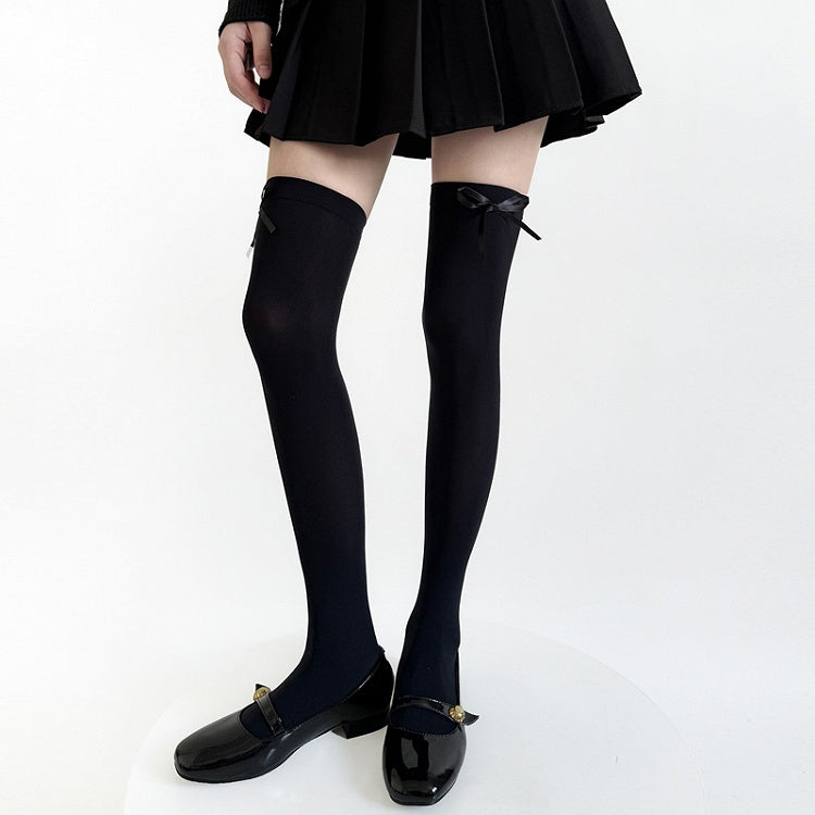Black / Gray / White Bow Accents Semi-sheer JK Stockings
