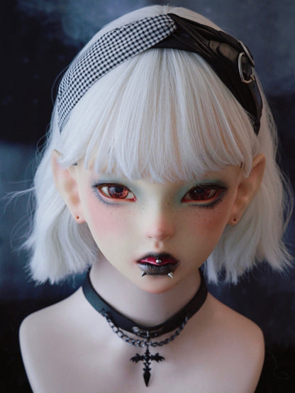 Black Gothic Plaid Pattern With Double Heart Buckles Decorated KC