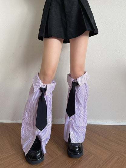 4 Color Options Navy Striped Pattern Shirt-shaped Design Leg Sleeves