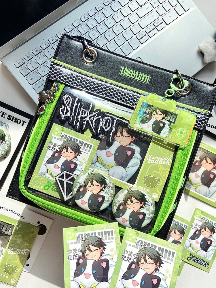 Black & Green Sweetheart Charm Zipper Ita Shoulder Bag