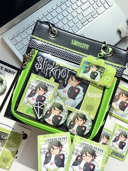 Black & Green Sweetheart Charm Zipper Ita Shoulder Bag