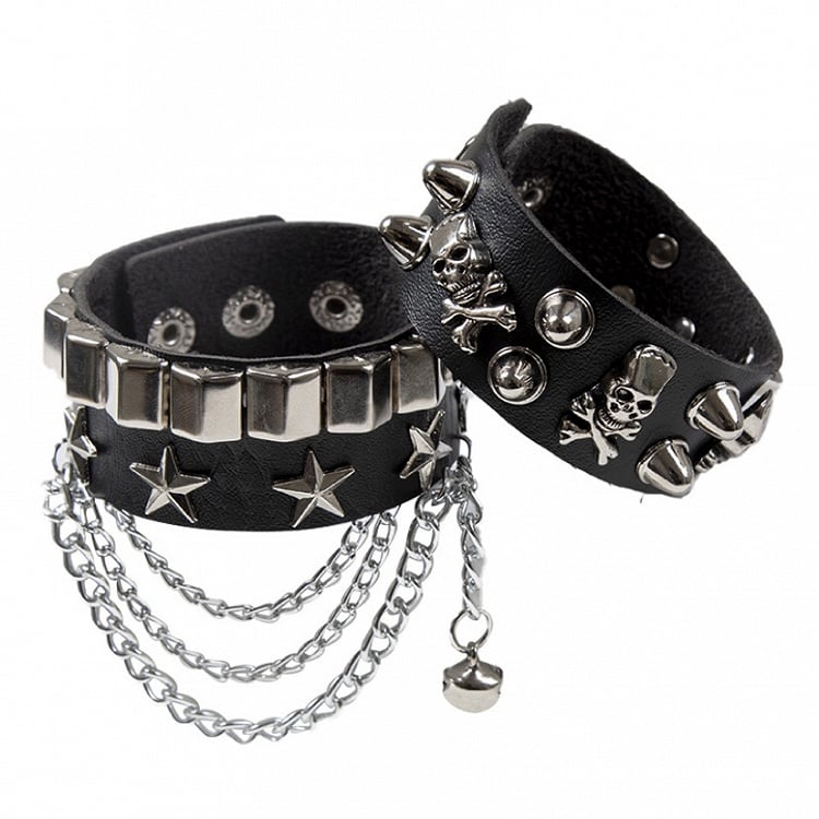 8 Colors Skeleton and Star Detail Punk Bracelet