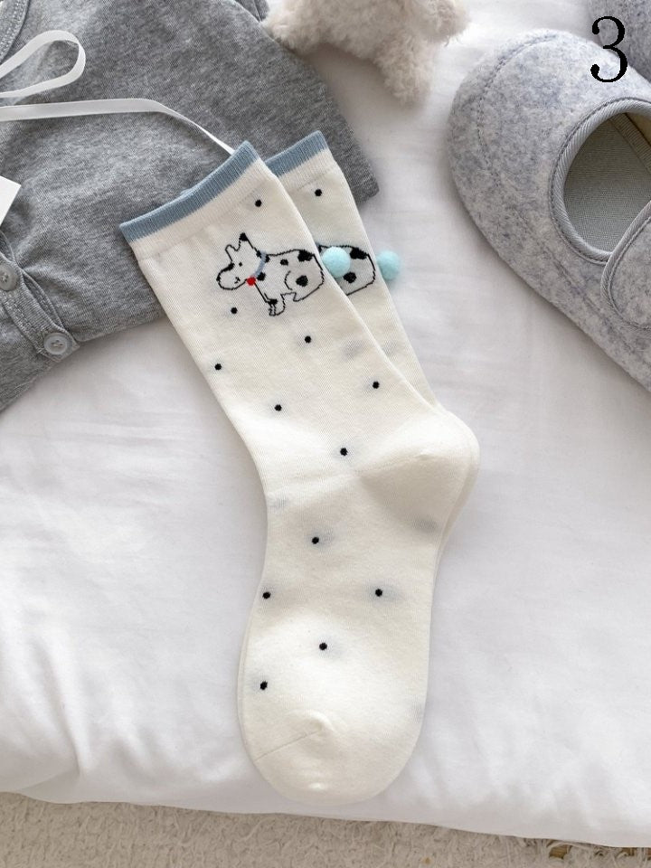 4 Options Bunny/Puppy/Kitty Print Calf Socks