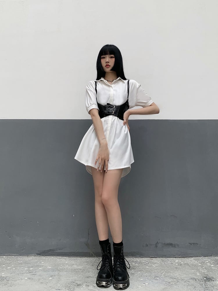 2 Options Black PU Buckle Corset Belt