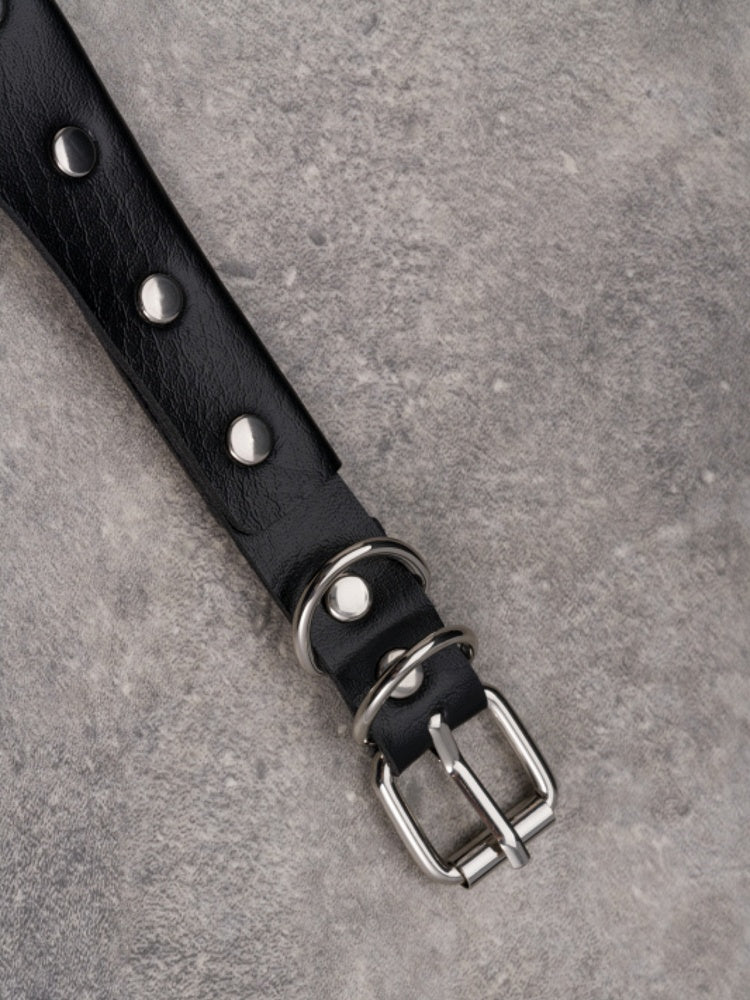 Black&Silver Gothic Cross Pendant Studs Design Buckle Choker