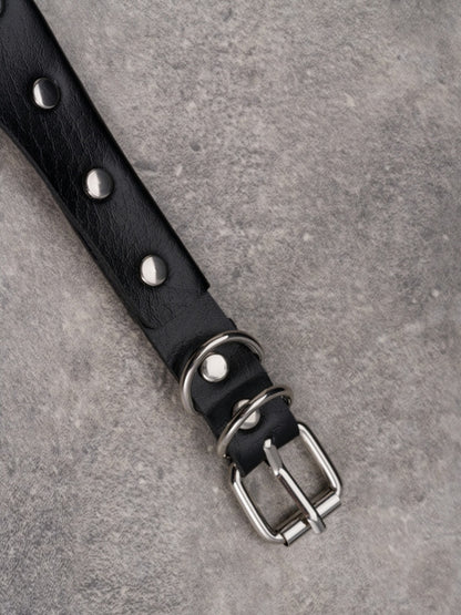 Black&Silver Gothic Cross Pendant Studs Design Buckle Choker