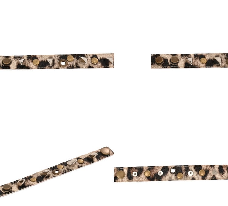 Light Brown Punk Studs Leopard Wristband Bracelet