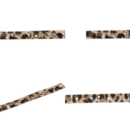 Light Brown Punk Studs Leopard Wristband Bracelet
