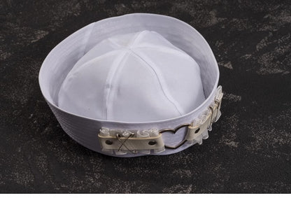 White Heart-shaped Ring Studs Pins Lace Sailor Hat