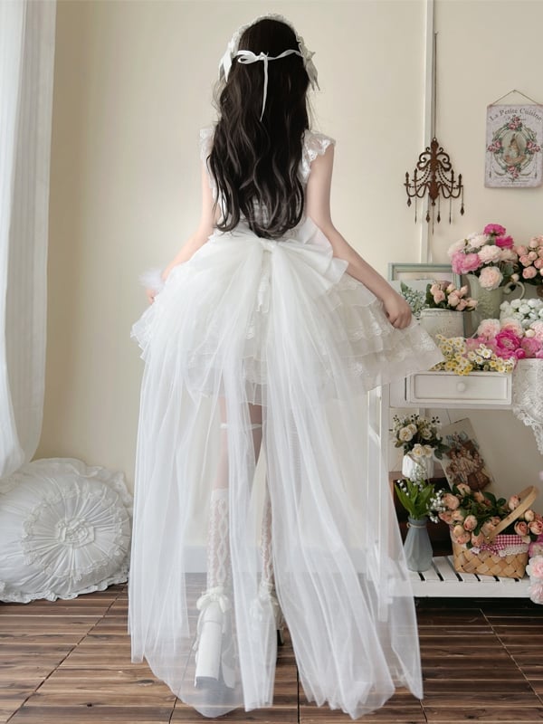 White Hanayome Butterfly Fabric Shiro Dress Princess Lolita Jumper Skirt